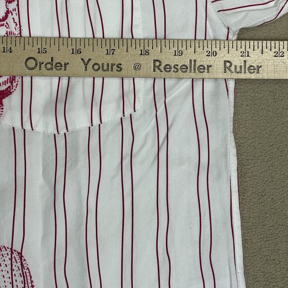 Flan Shirt Mens XS White Graphic Print Short Sleeve Chest Pocket‎ Relaxed - Picture 5 of 10